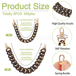 2 Stück 2 Stile Acryl Leopardenmuster Panzerkette Geldbörsenketten&nbsp;FIND-TA0009-67