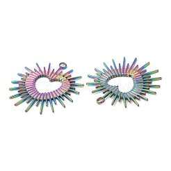 304ステンレスペンダント  ハートチャーム  虹色  36x35x2mm  穴：3mm&nbsp;STAS-Z041-34RC