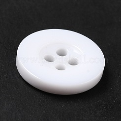 樹脂ボタン  染め  フラットラウンド  ホワイト  16x3mm&nbsp;RESI-D033-16mm-01