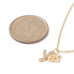 Ожерелье с подвеской в виде слова «да» из прозрачного кубического циркония&nbsp;NJEW-JN04330-01