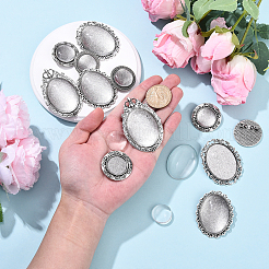 5 шт. винтажная брошь из тибетского сплава с кабошоном и безелем&nbsp;FIND-YW0009-70