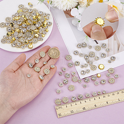 200 Stück 4 Stile Blumen-Legierung aus Glas zum Aufnähen von Strassen&nbsp;FIND-FG0004-40G