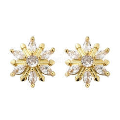 Серьги-гвоздики из латуни с микро-паве и прозрачным фианитом EJEW-U064-03C-G