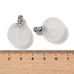 天然宝石用原石香水瓶ペンダント  ステンレススチールカラーメッキの304ステンレススチール製の金具が付いたフラットラウンドいチャーム  27.5x20x7~7.5mm  穴：2mm&nbsp;G-Z039-02P