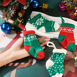 4 pièce 4 styles de décorations suspendues de chaussettes de Noël en polyester&nbsp;AJEW-TA0003-29A
