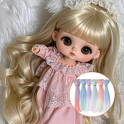 6 шт. 6 цвета высокотемпературного волокна кукольный парик волосы AJEW-DC0002-09