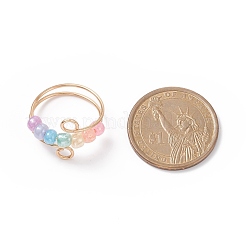 Anello polsino con perline rotanti con semi di vetro&nbsp;RJEW-JR00511-01