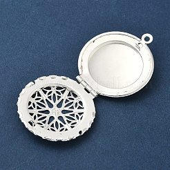 Плоские круглые полые латунные подвески-медальоны&nbsp;KK-K414-11A-S