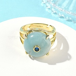 Bracciale aperto in ottone con micro pavé di zirconi cubici (colore casuale).&nbsp;RJEW-D347-02G-09