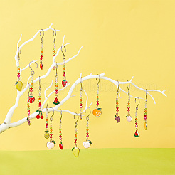 Подвесные украшения из сплава эмали с фруктами&nbsp;HJEW-AB00279