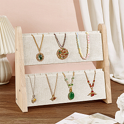 2-слойный бамбуковый органайзер для ожерелий с наклонной спинкой&nbsp;NDIS-WH0010-30
