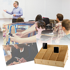 Деревянный ящик для хранения сотового телефона с 48 сеткой AJEW-WH0258-839B