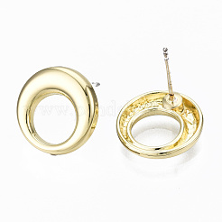 合金製スタッドピアスパーツ  スチールピンと  プラスチック保護スリーブ付きリング  ライトゴールド  13mm  穴：7mm  ピン：0.7mm&nbsp;PALLOY-T064-66LG-RS