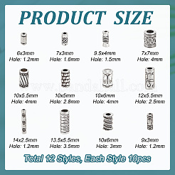 120 шт. 12 стиля тибетских сплавных трубчатых бусин&nbsp;FIND-PH0020-79