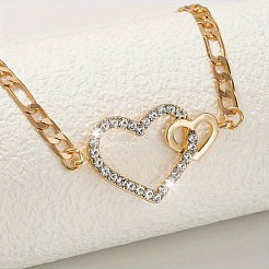 Сплав кристалл горный хрусталь двойное сердце звено цепи ожерелья для женщин&nbsp;FS-WGE7D15-01