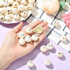 100 pièce de perles européennes en bois imprimé&nbsp;WOOD-CJ0002-78