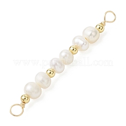 Подвески-коннекторы в форме картофеля из натурального культивированного пресноводного жемчуга и латуни&nbsp;PALLOY-JF04738