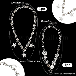 2 шт. 2 комплекта ожерелий из сплава со звездами для женщин&nbsp;NJEW-SC0001-51