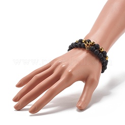 Set di braccialetti elastici a energia energetica con perle rotonde in pietra lavica naturale e ematite sintetica non magnetica&nbsp;BJEW-JB07051-01