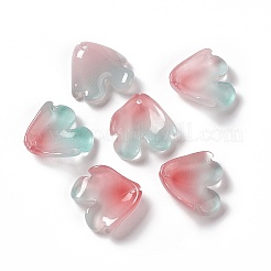電気メッキガラスペンダント  花びらのチャーム  ライトコーラル  20x19x4mm  穴：1.2mm&nbsp;EGLA-H102-02I
