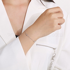 Не тускнеющие браслеты из круглой цепочки из нержавеющей стали 304 для женщин&nbsp;LS-BJEW-D033-01P