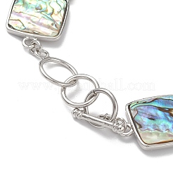 Браслеты-цепочки из звеньев из натуральной раковины морского ушка/пауа BJEW-E077-01P-02