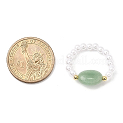 Кольца-растяжки из натурального зеленого авантюрина для женщин&nbsp;RJEW-JR00913