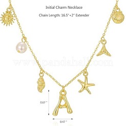 Colliers à pendentif en forme de coquille d'étoile de mer avec lettre initiale en laiton d'été pour femmes&nbsp;FS-WGBCAD2-11