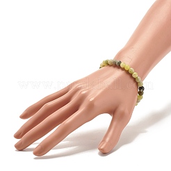 Натуральный нефритовый круглый браслет из бисера цинхуа BJEW-JB07554-01