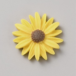 オペーク樹脂カボション  デイジーの花  きいろ  25x6.5~7mm&nbsp;RESI-WH0078-01D