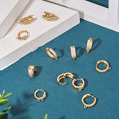 12 шт. 6 стиля латунная микропаве кубический цирконий серьги-кольца фурнитура&nbsp;KK-TA0002-57