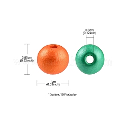 100шт 10 цвета окрашенные бусины из натурального дерева&nbsp;WOOD-YW0001-08