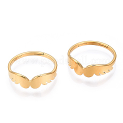 Ионное покрытие (IP) 304 нержавеющая сталь крыло регулируемое кольцо для женщин RJEW-T027-10G