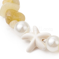 Pulseras de cuentas de jade con topacio natural y turquesa sintética con forma de estrella de mar para mujer&nbsp;BJEW-JB11264-05