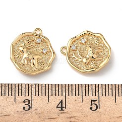 Рождественские подвески из латуни с микропаве из прозрачных кубических цирконий&nbsp;KK-A280-03B-G