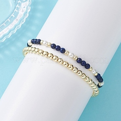 Bracelet extensible en perles de lapis-lazuli naturel&nbsp;BJEW-JB12938-02