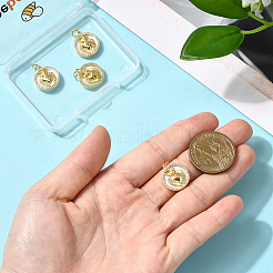 6 шт. подвески из золотистой латуни с микропаве из кубических цирконий&nbsp;KK-BBC0021-46