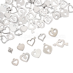 60 шт. 10 стиля 201 нержавеющая сталь подвески в виде открытого сердца&nbsp;STAS-FS0001-92