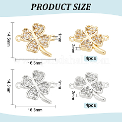 8 шт. 2-х цветные латунные подвески-соединители с микропаве из кубического циркония KK-BC0012-15
