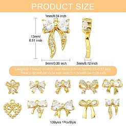 10 шт. 10 стиля латунные подвески с микропаве и кубическим цирконием&nbsp;KK-CJ0003-70