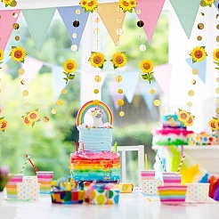 Бумажная гирлянда из подсолнухов HJEW-GA0001-17