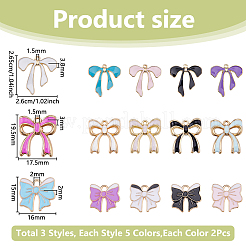 30 шт. 15 стиля подвески из эмалевого сплава в виде банта&nbsp;ENAM-DC0002-10