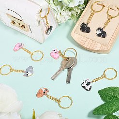 12шт 6 стиля кошачий сплав эмалированный брелок&nbsp;KEYC-CP00006
