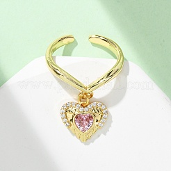 Открытые манжеты из латуни с микропаве и цирконием для женщин&nbsp;RJEW-U057-22A-G