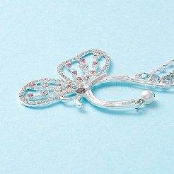 Farfalla con orecchini a polsino in strass di cristallo con nappa lunga&nbsp;EJEW-I262-01S