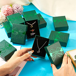 12 шт. подарочные коробки для хранения украшений из бумаги с бантом&nbsp;CON-TA0001-24A