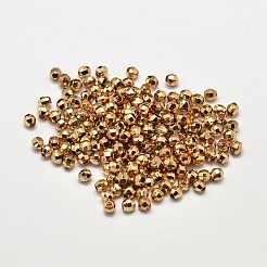 Perline distanziatrici sfaccettate rotonde in ottone con placcatura sotto vuoto pvd&nbsp;KK-I598-08KC-RS