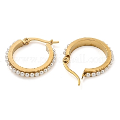 Серьги-кольца из нержавеющей стали 202 с вакуумным покрытием PVD&nbsp;EJEW-H003-40G-02