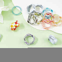 3 стиль кольца из смолы и акрила для женщин RJEW-SC0001-23