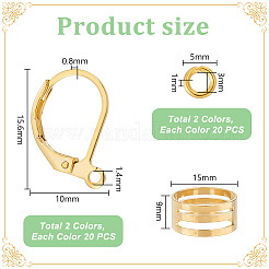 Фурнитура для сережек с застежкой-молнией из латуни с соединительными кольцами и латунными кольцами DIY-PH0023-17